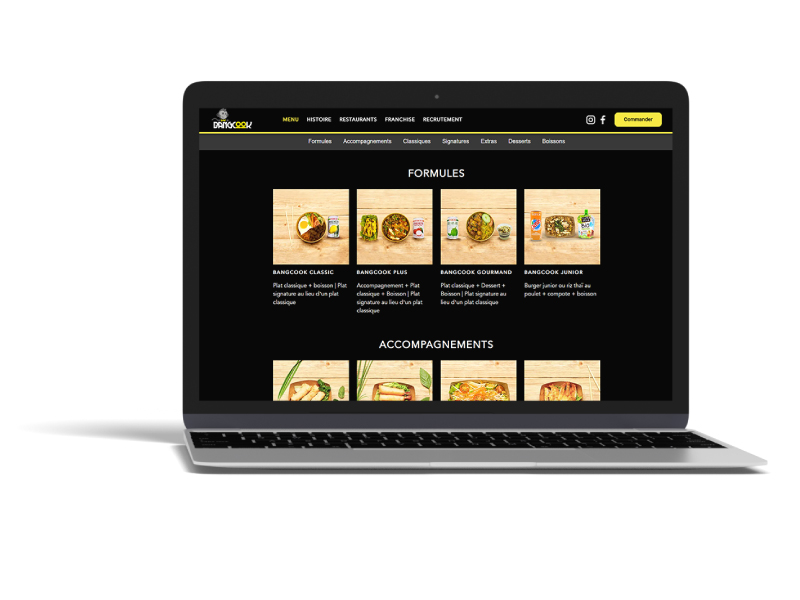 interface du site internet de Bangcook réalisé par l'agence digitale Pardalys.