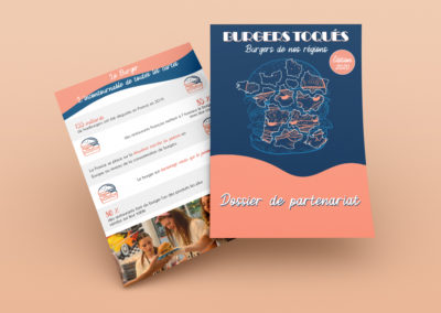 Pages de présentations du dossier de partenariat avec l'entreprise Burgers Toqués.