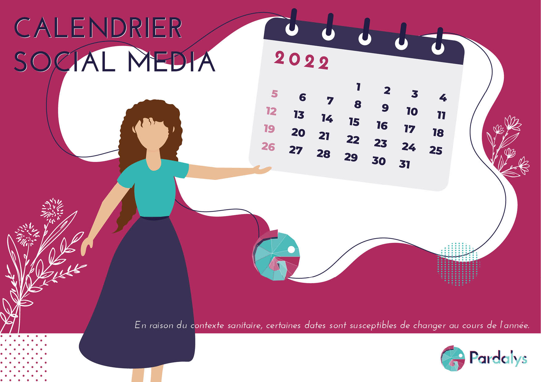 Illustration Calendrier Social Media 2022