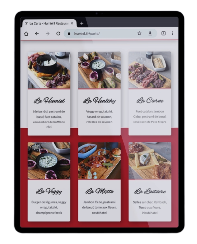 Aperçu du site internet Humiel sur tablette