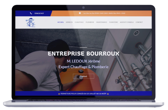 Aperçu du site internet pour l'entreprise de plomberie et chauffage en Bourgogne Franche Comté