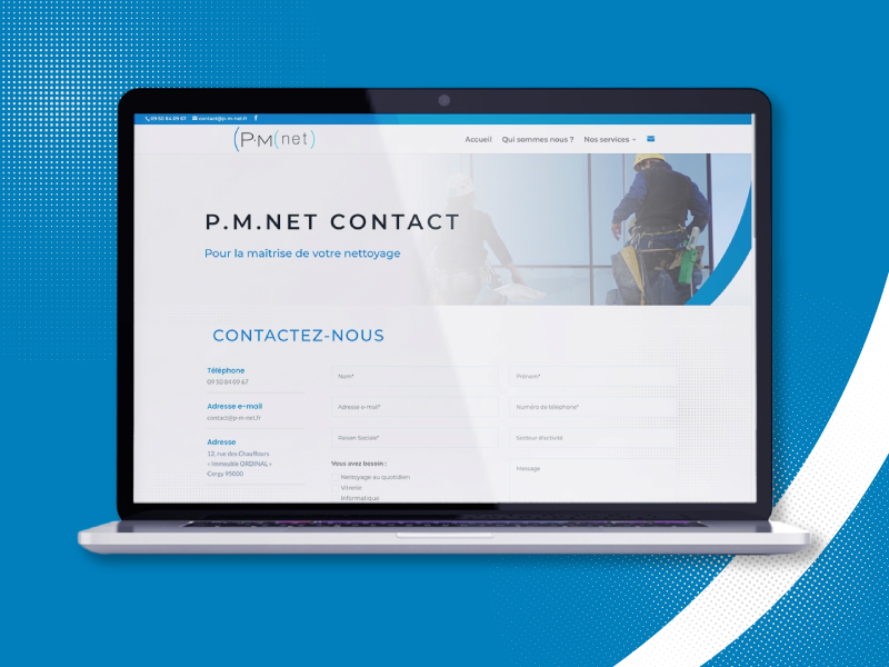 Aperçu de la page "contact" du site internet PMnet